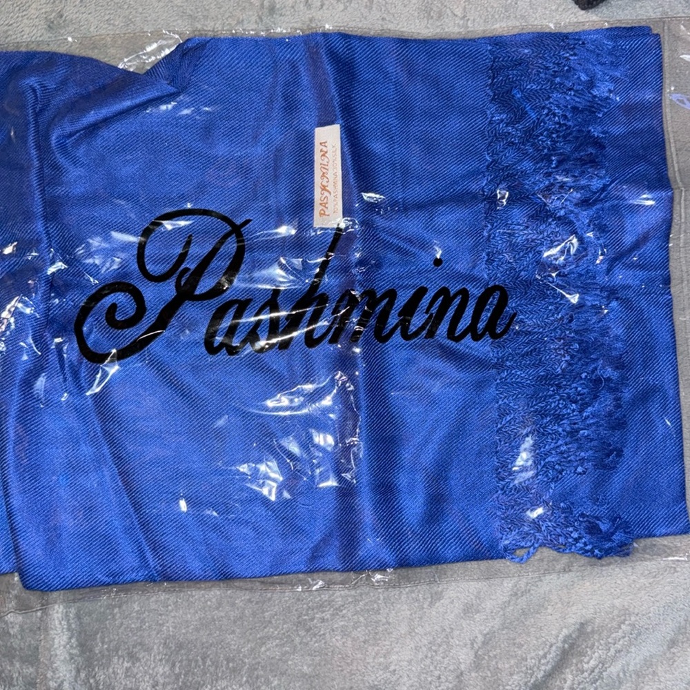 Royal Blue Pashmima and Silk Scarf